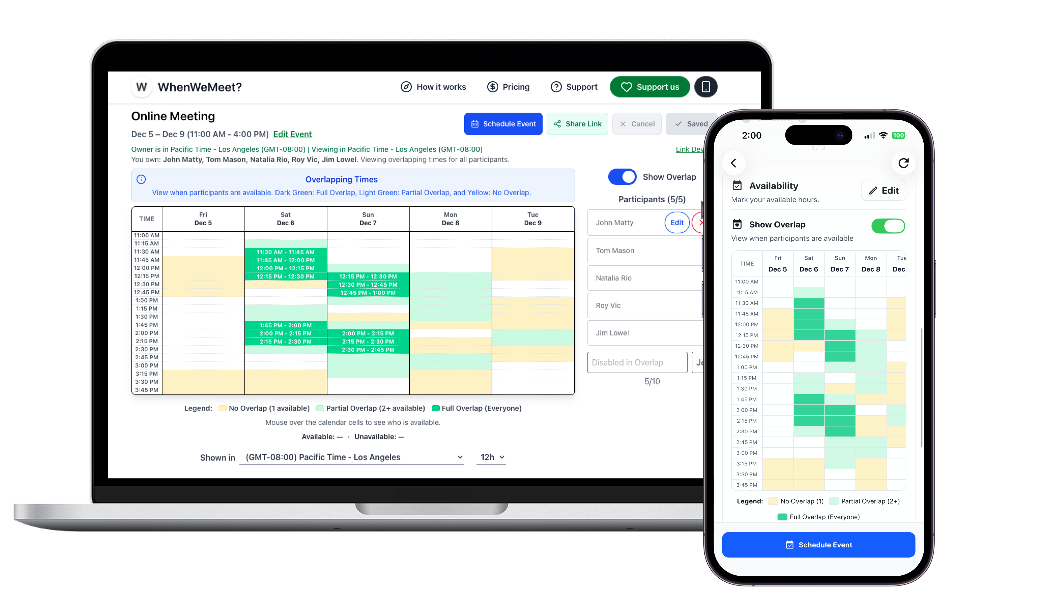 WhenWeMeet product screenshots on MacBook and iPhone